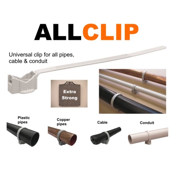 AllClip universal clip for pipes, cable & conduit